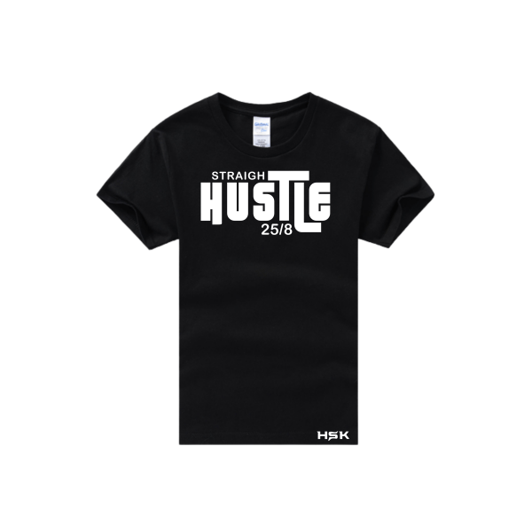 straight hustle 25 8 black shirt white design 1